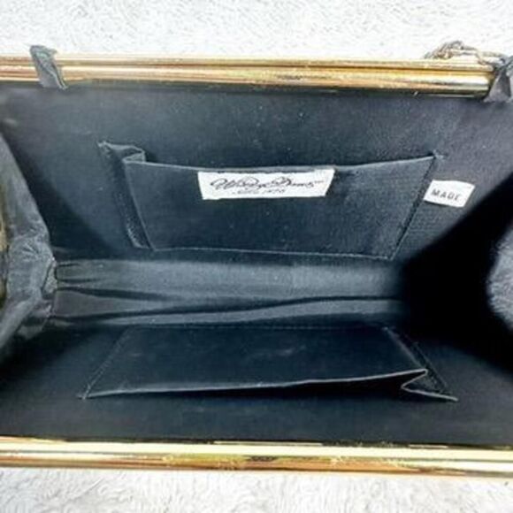 Whiting & Davis Black Mesh Bag Long Chainlink Crossbody Strap Elegant Vintage - Picture 9 of 11